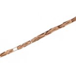9ct rose gold wristwatch strap, 13cm in length, 3.0g