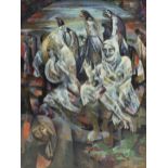 Christine Nisbet - Awakening, oil on canvas, label verso, framed, 101cm x 76cm excluding the frame