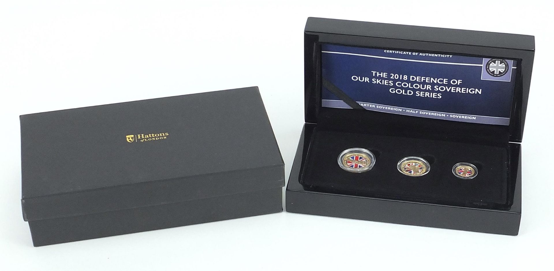 2018 Defence of Our Skies Colour Sovereign Gold Series set by Hattons of London comprising