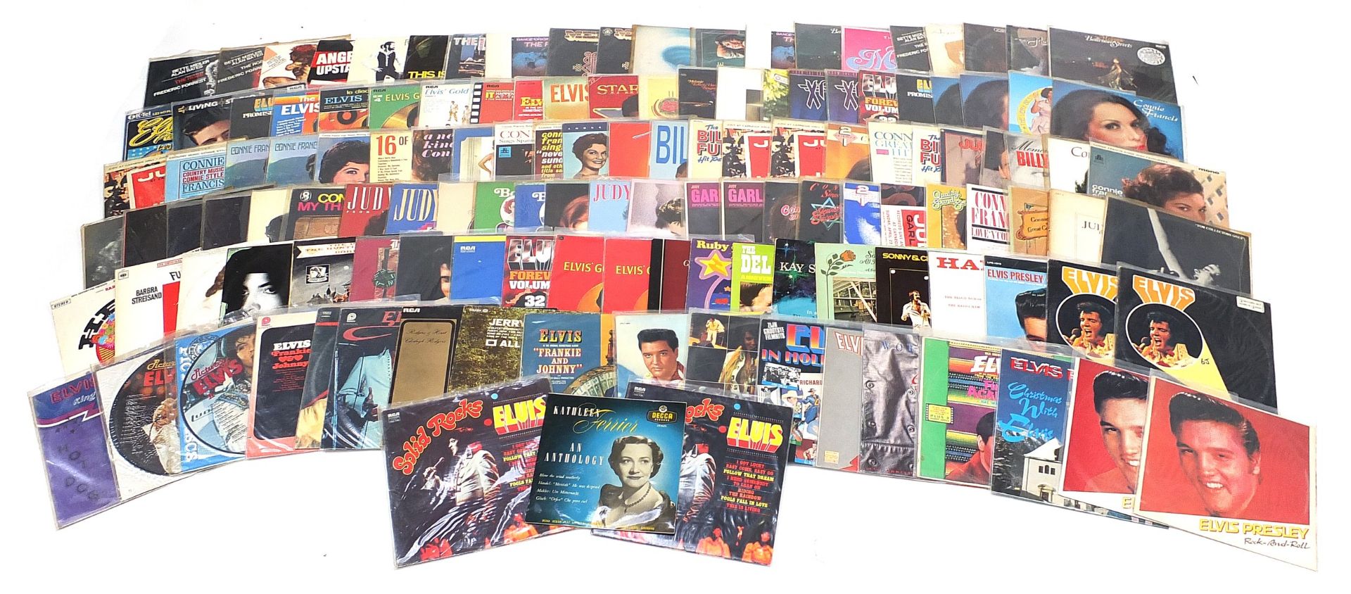 Vinyl LP records including The Damned, Fleetwood Mac, Melanie, Elvis Presley and Connie Francis