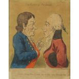 After George Cruikshank - Tewksbury Portraits, late 18th century print in colour, published by Allen