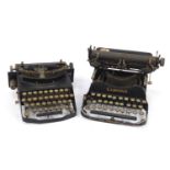 Two vintage typewriters comprising Bing no 2 and Corona patented July 10 1917, the largest 27cm wide