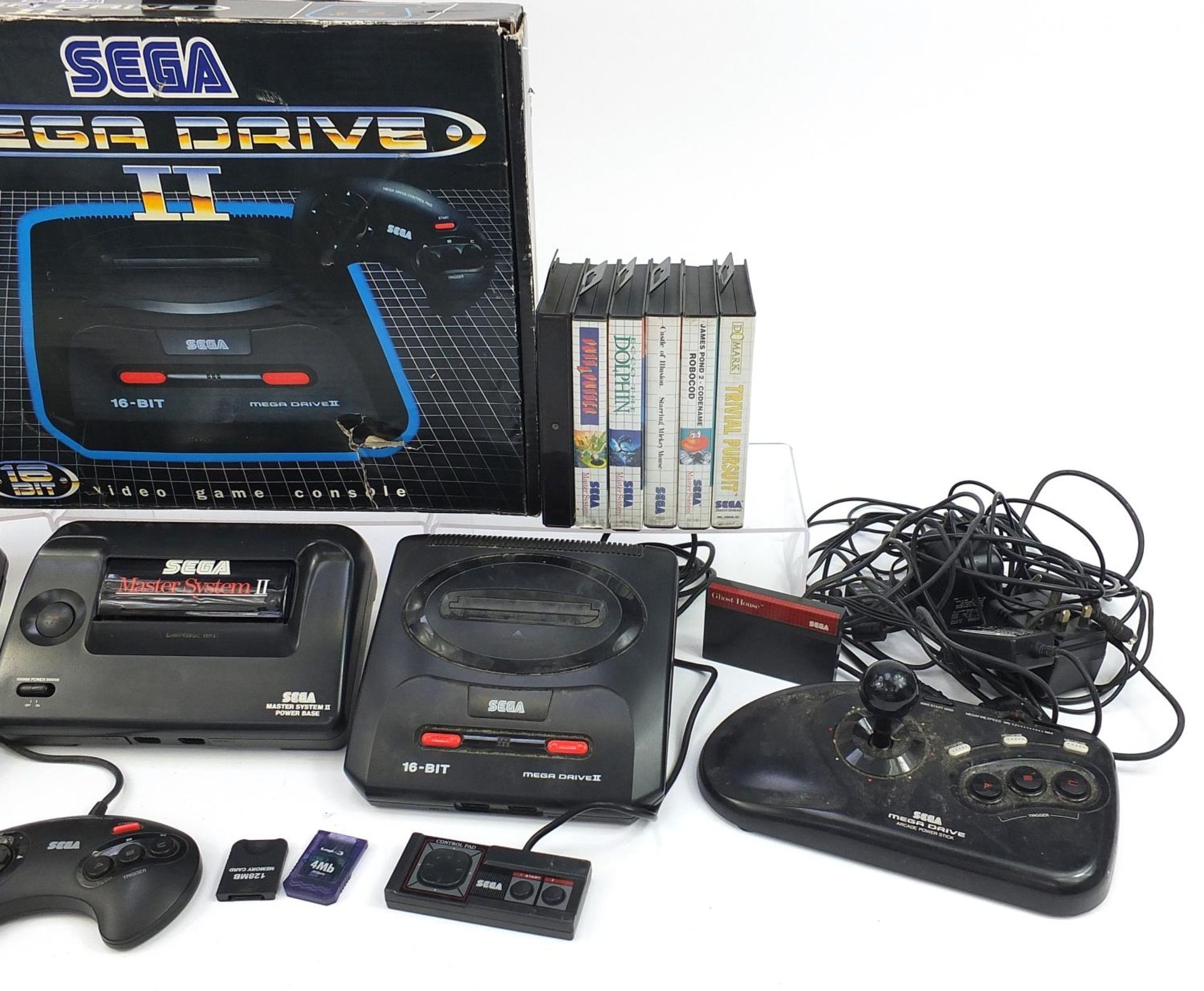Two Sega Mega Drive II games consoles and a Sega Master System II powerbase with accessories and a - Image 3 of 3