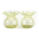 Manner of James Powell, pair of Art Nouveau straw opal glass vases, each 8.5cm high