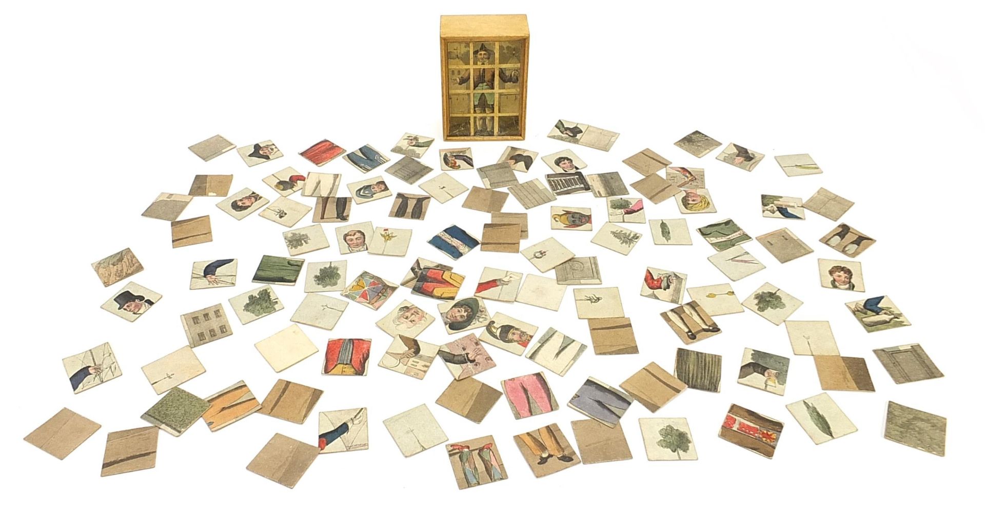 R Ackermann, Endless Metamorphoses puzzle consisting of twelve subjects with wooden box, 10cm in