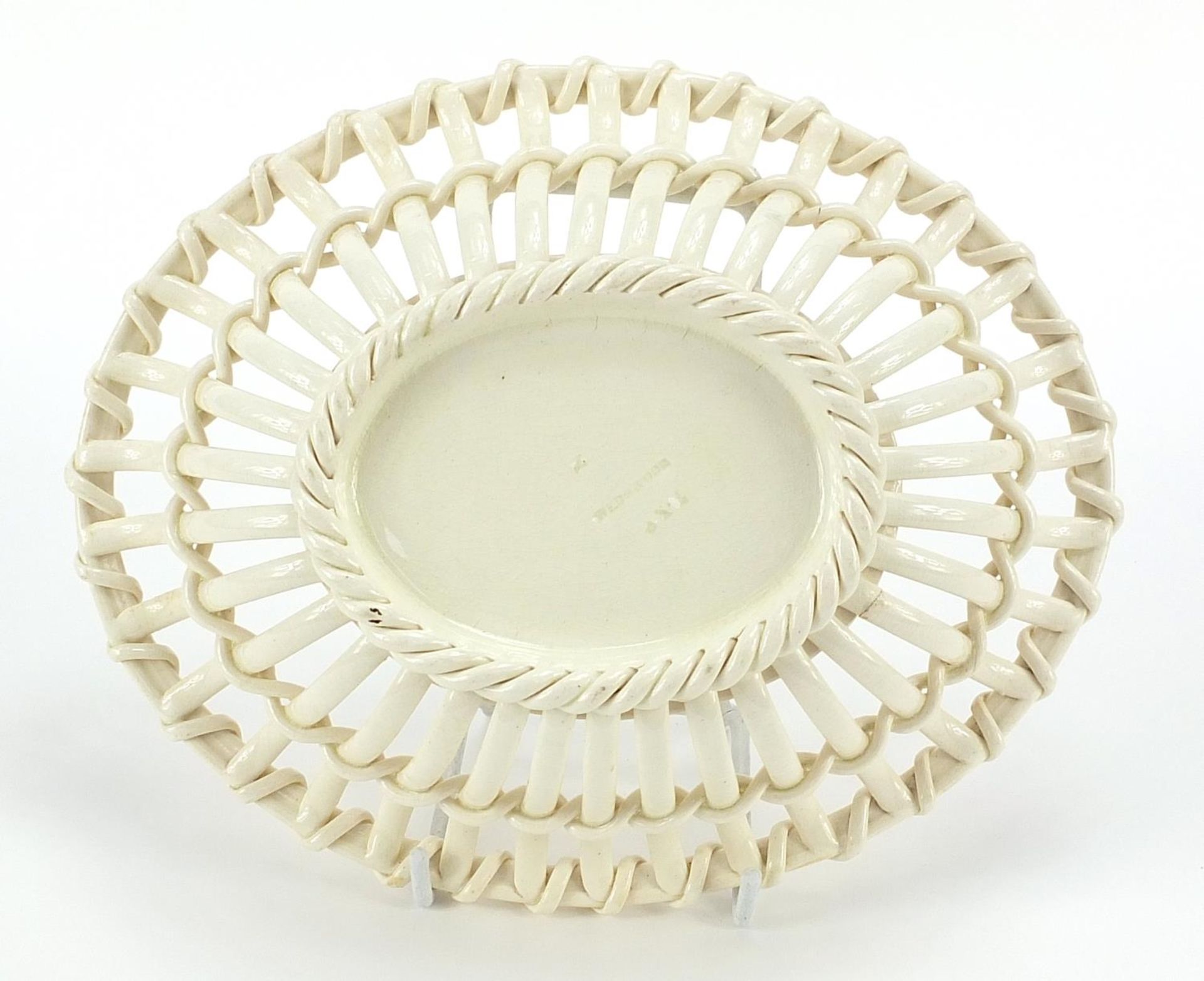 Wedgwood, 19th century Creamware basket, impressed marks to the base, 24cm wide - Image 3 of 4