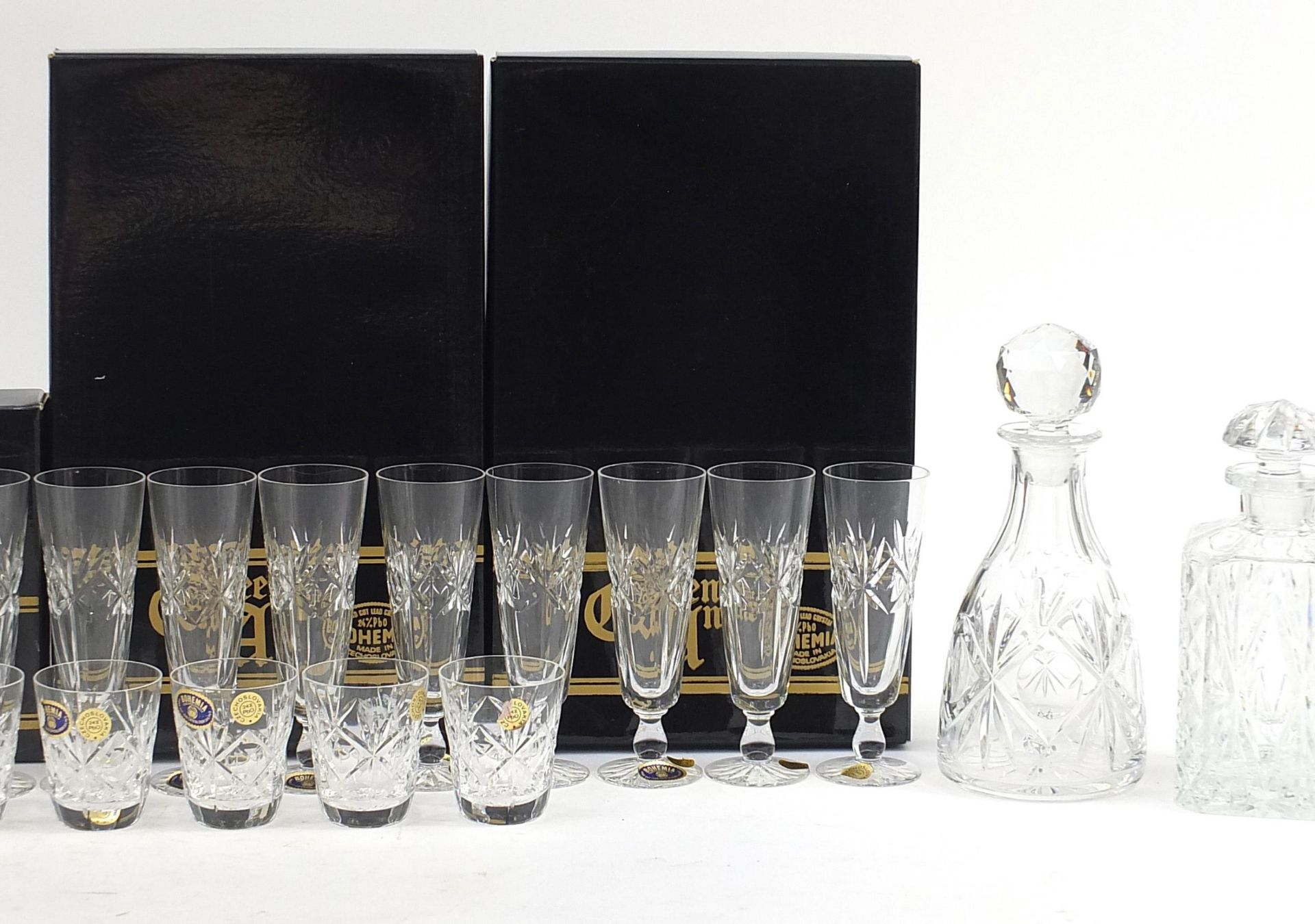 Collection of Bohemian Crystal including two boxed sets of six Champagne flutes, boxed set of six - Image 3 of 3