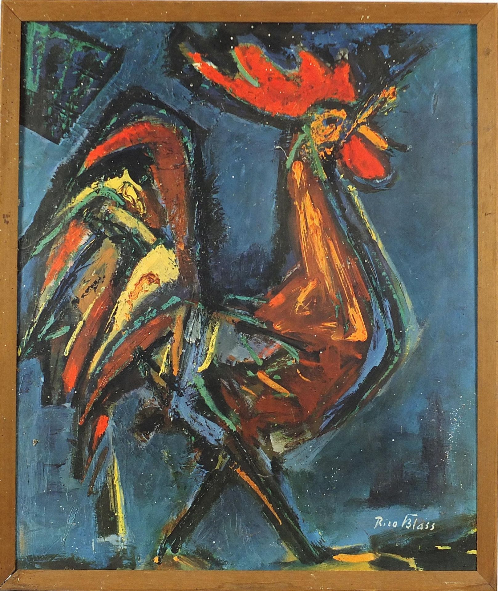 After Rico Blass - Rooster, 1970s print in colour, framed, 59cm x 49cm excluding the frame - Image 2 of 4