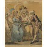 After George Cruikshank - A Formal Introduction to an Assembly, late 18th century print in colour,