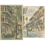 Franz Weiss - St Peter Street, New Orleans and one other, pair of hand coloured prints, one