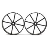 Pair of antique cast iron wheels, 53cm in diameter