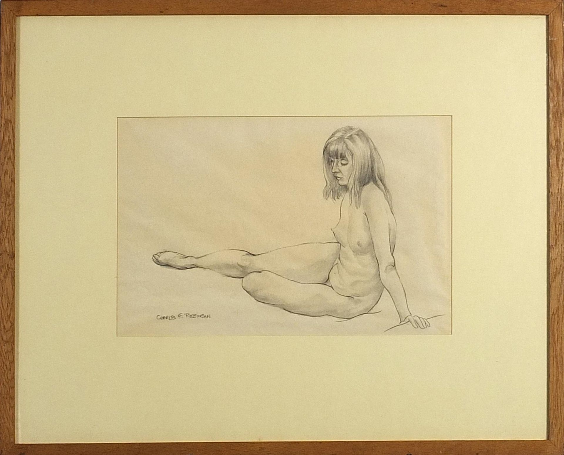 Charles F Robinson - Seated girl and nude female, two signed pencil drawings, each inscribed Cookham - Bild 3 aus 11