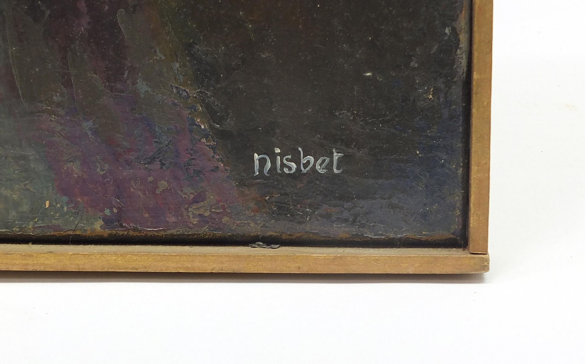 Christine Nisbet - Awakening, oil on canvas, label verso, framed, 102cm x 76cm excluding the frame - Image 3 of 5