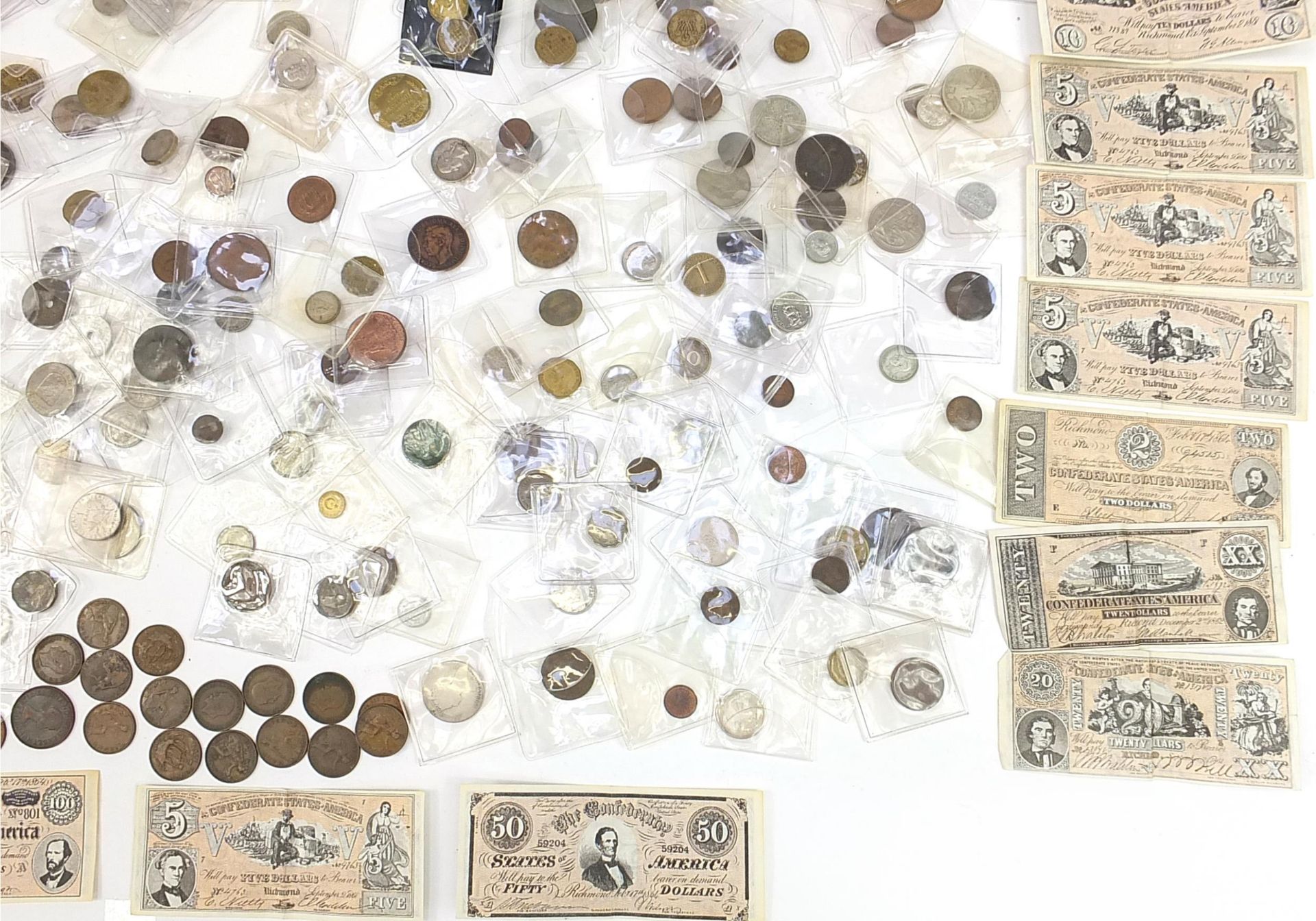 Collection of British and world pre decimal coins and banknotes, some silver - Image 10 of 10