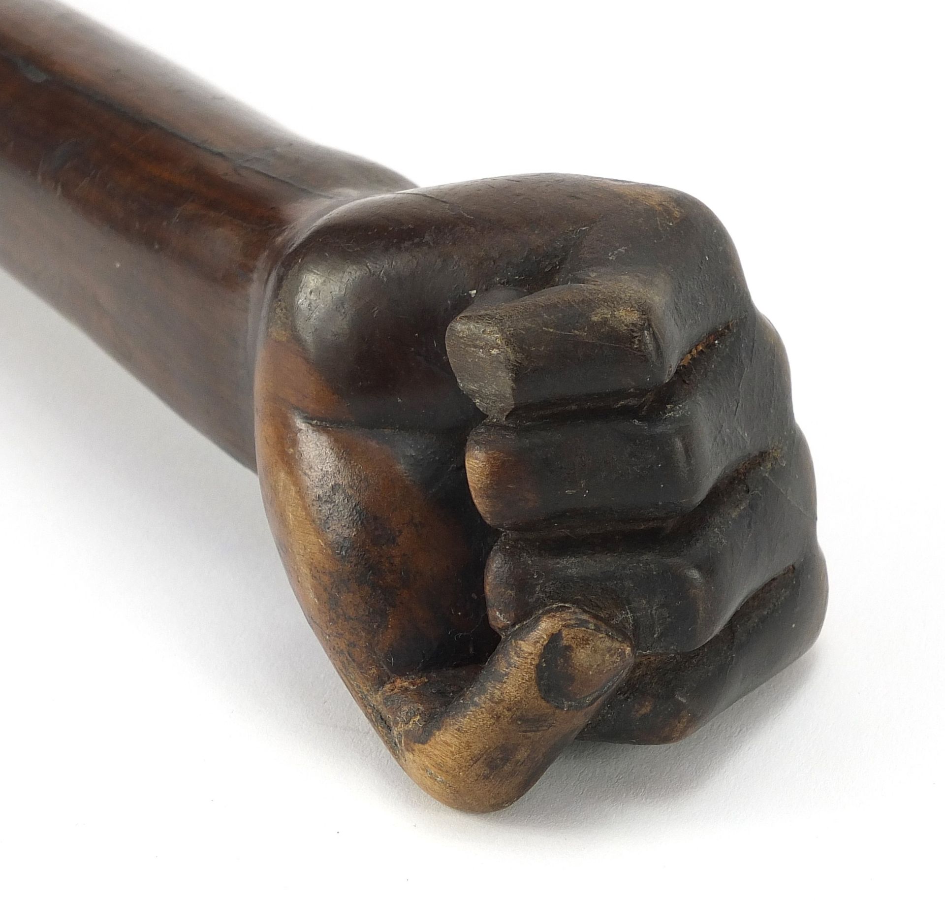 African Tribal interest hardwood club with carved clenched fist, possibly lignum vitae. 53.5cm in - Image 8 of 10