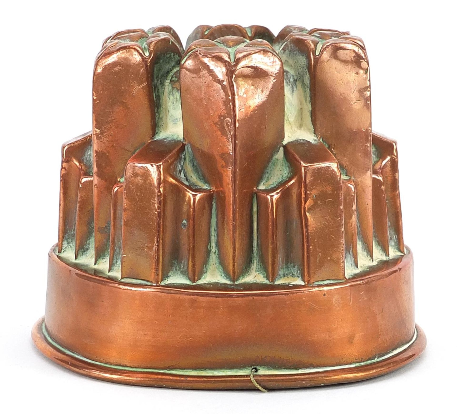 Victorian copper jelly mould numbered 61, 11cm high - Image 2 of 4