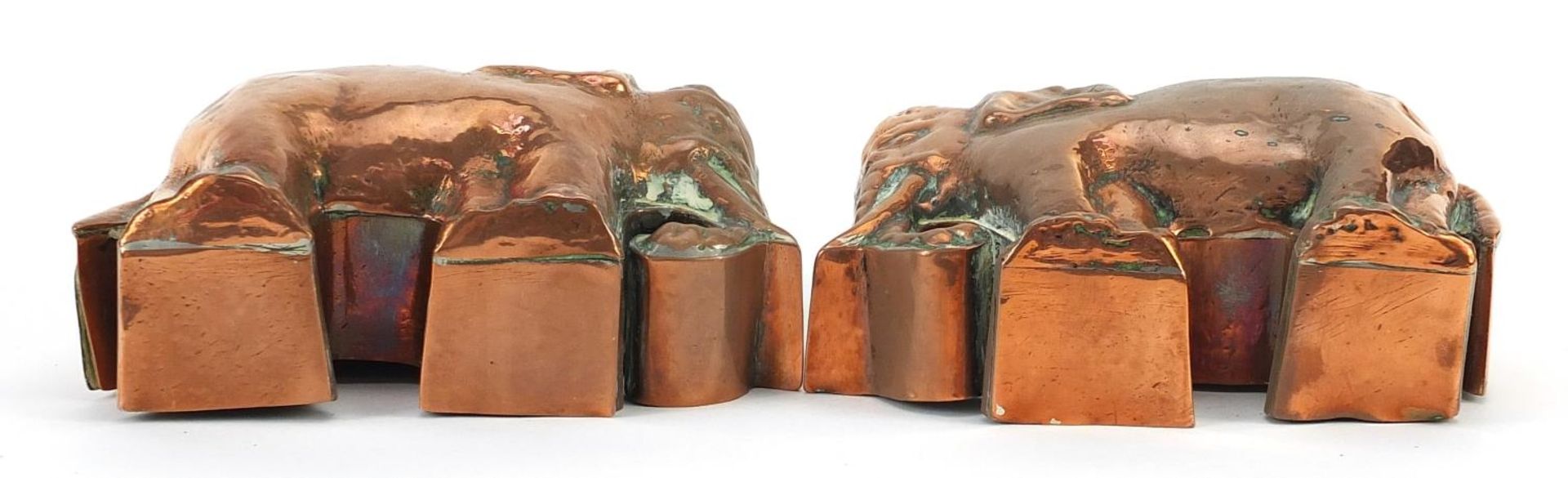 Pair of Victorian copper jelly moulds in the form of elephants, each 16.5cm wide - Image 3 of 3