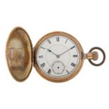 Elgin gold plated full hunter pocket watch, the movement numbered 15028339, 50mm in diameter