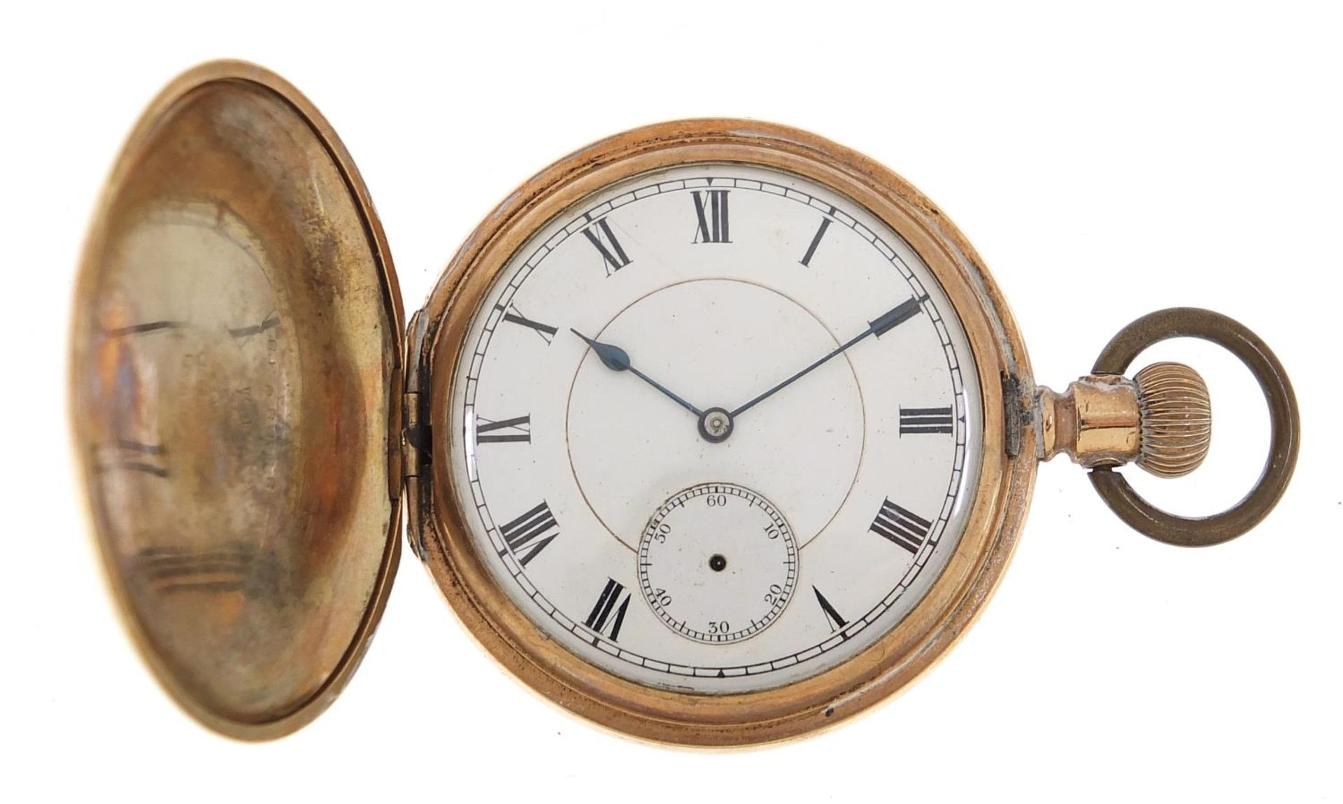 Elgin gold plated full hunter pocket watch, the movement numbered 15028339, 50mm in diameter