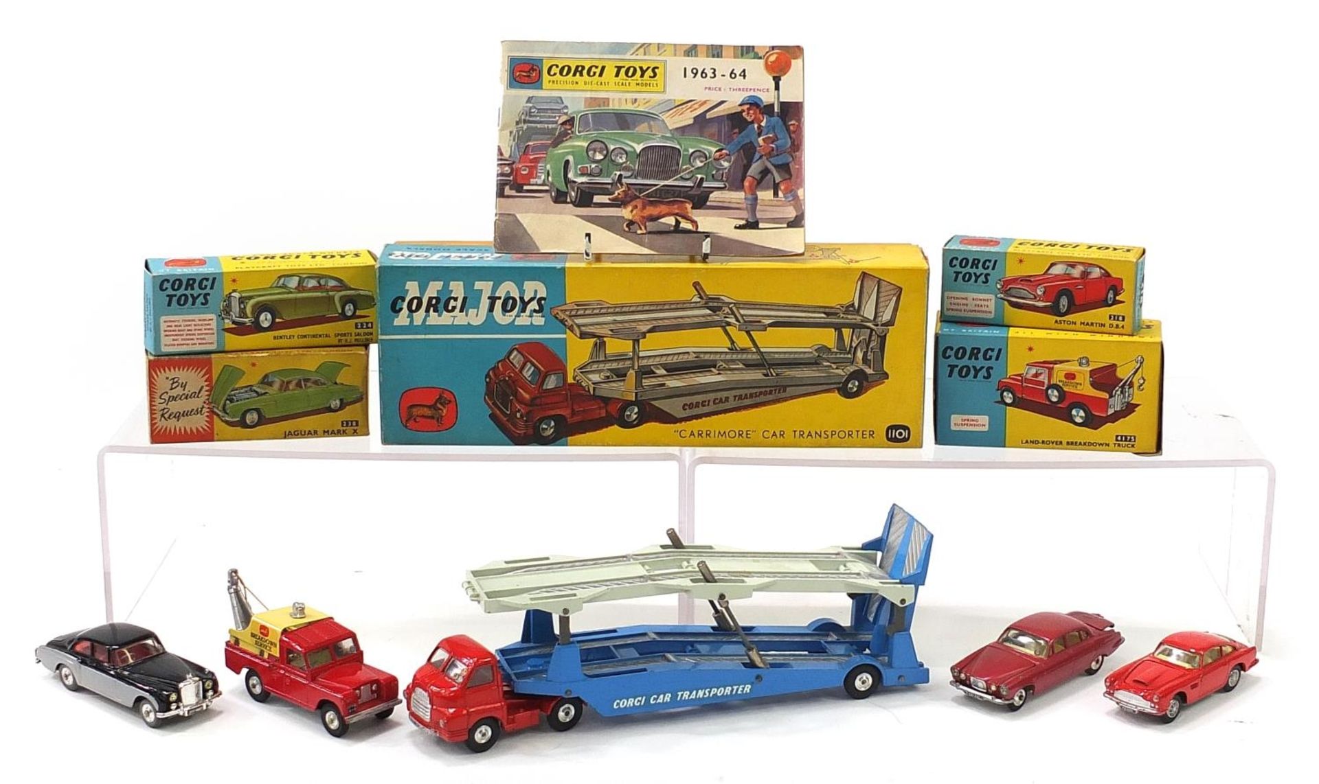 Five Corgi diecast vehicles with boxes numbers 218, 224, 238, 417S and 1101