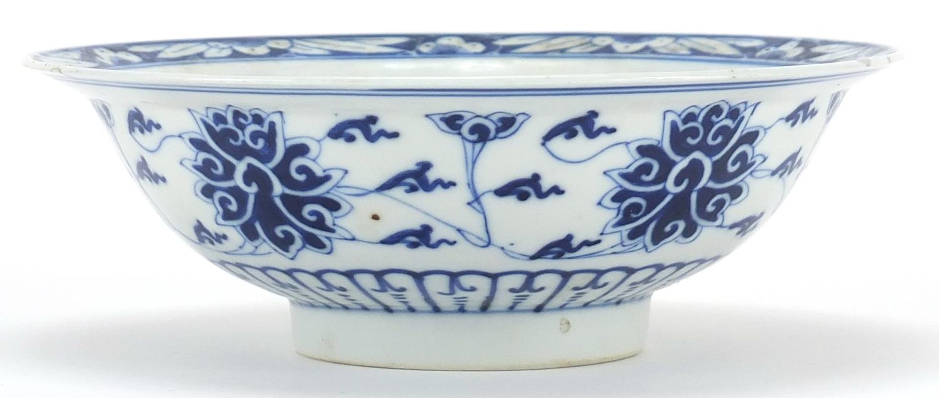 Chinese Islamic blue and white porcelain bowl hand painted with flowers, character marks and paper - Image 2 of 5