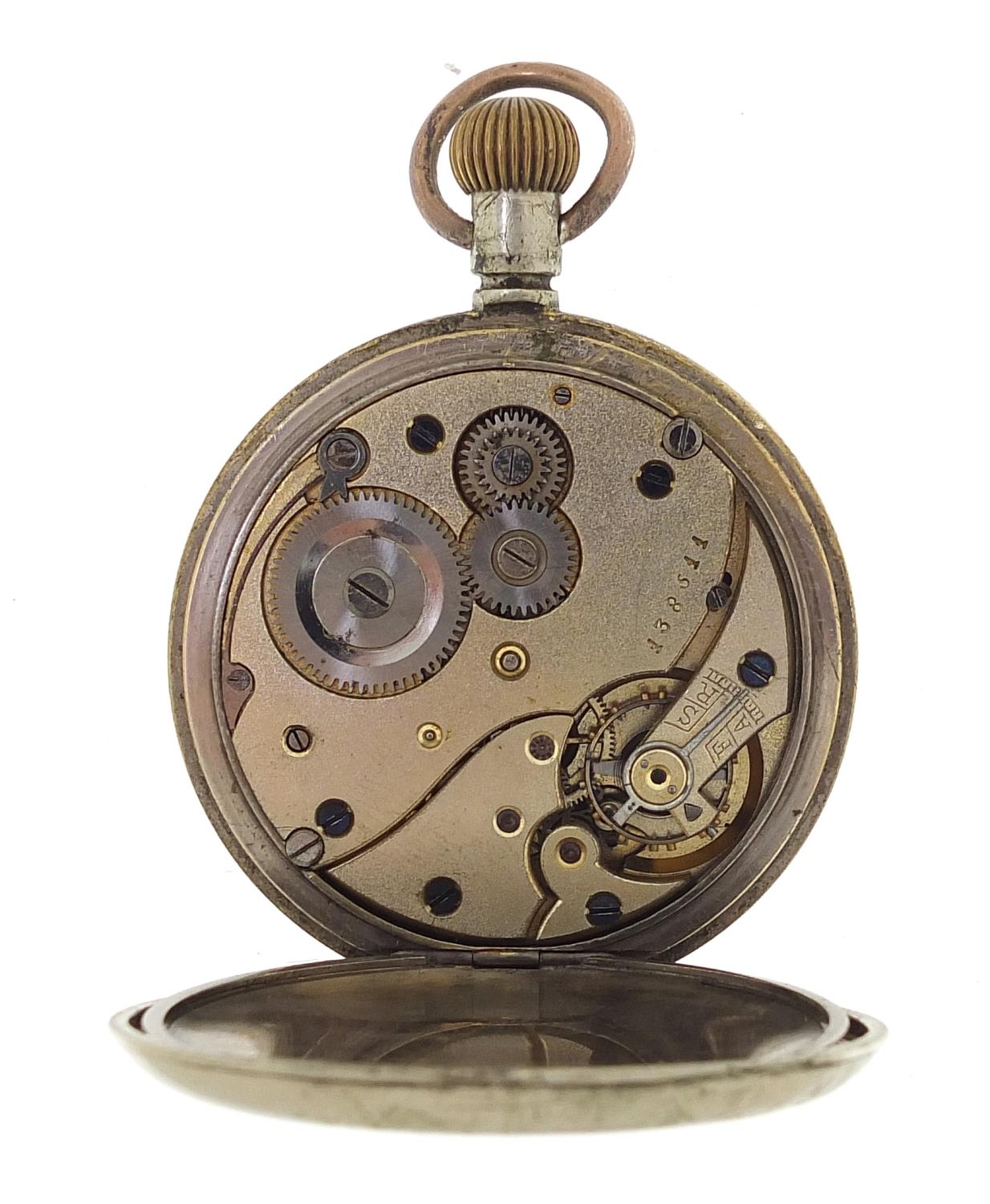 Military interest open face pocket watch, the case engraved WD, 50mm in diameter - Image 3 of 3