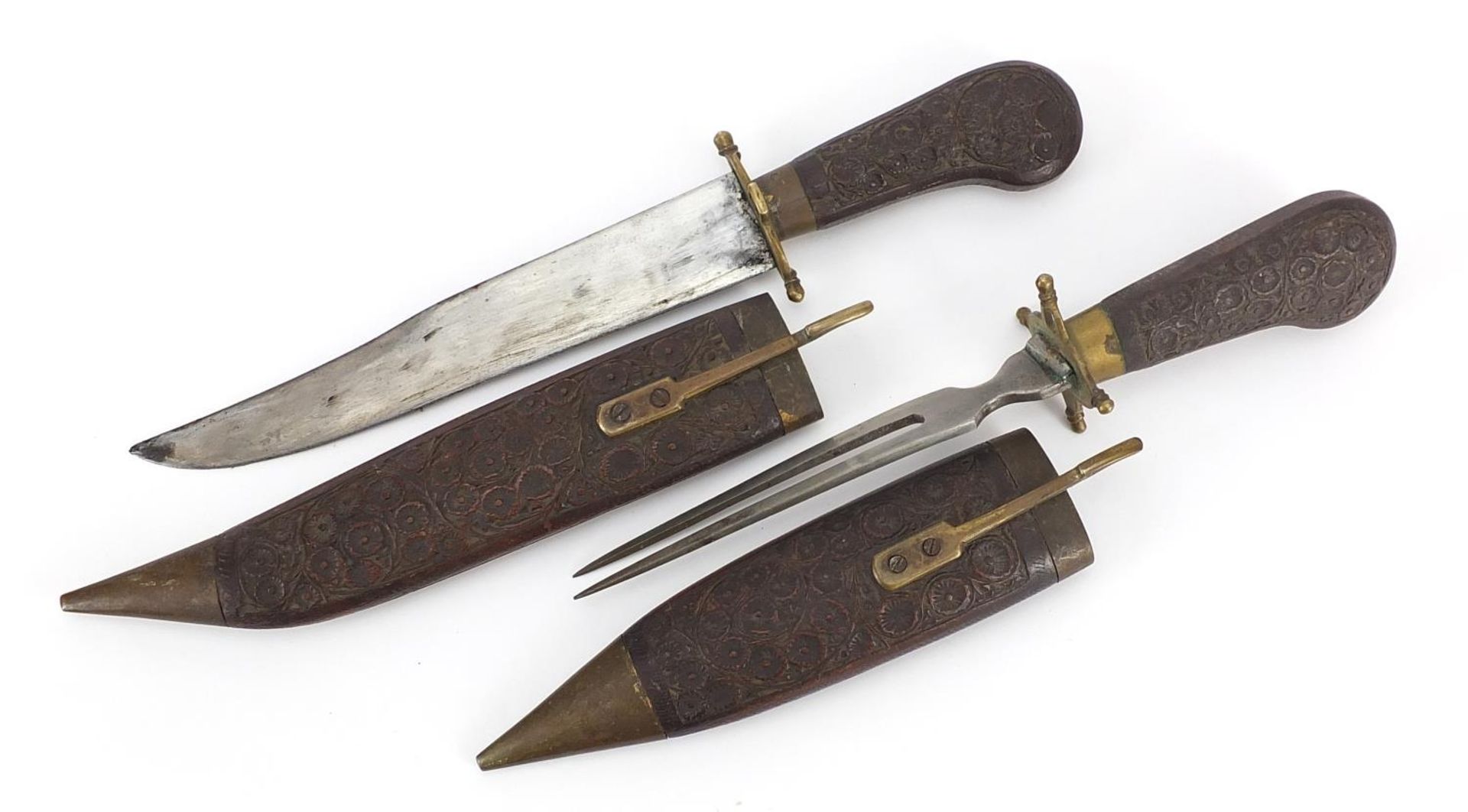 Two Indian knives with sheaths, the largest 34cm in length