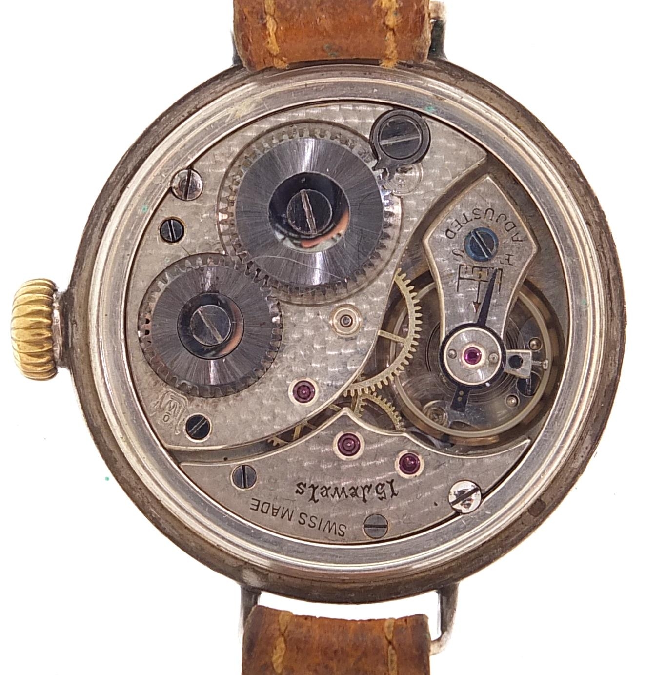 Military interest silver wristwatch with subsidiary dial, 35mm in diameter - Image 4 of 6