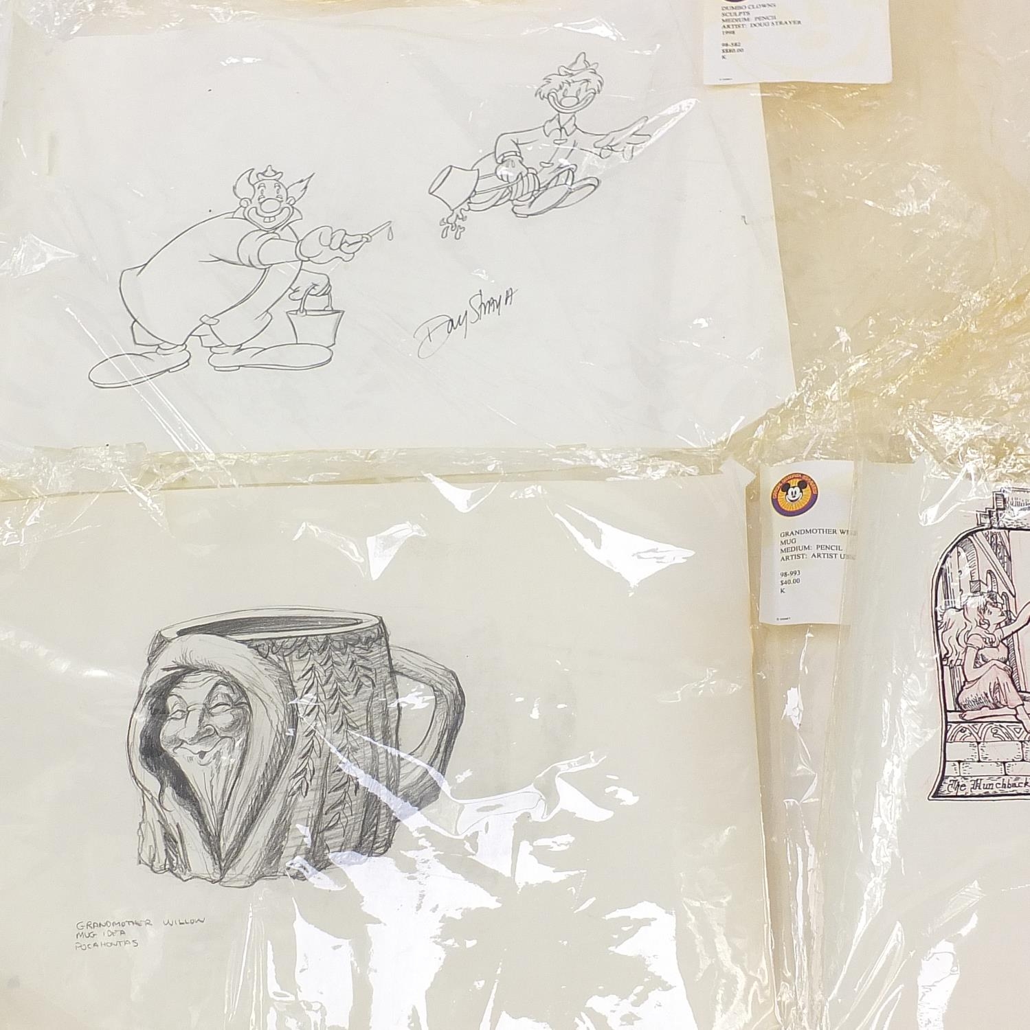 Six Disney drawings including Dumbo Clowns by Doug Strayer and Pooh by Alex Maher, each with - Image 2 of 4