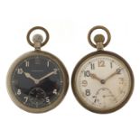 Two military interest open face pocket watches including Leonidas engraved G.S.T.P U2902 and G.S.T.P