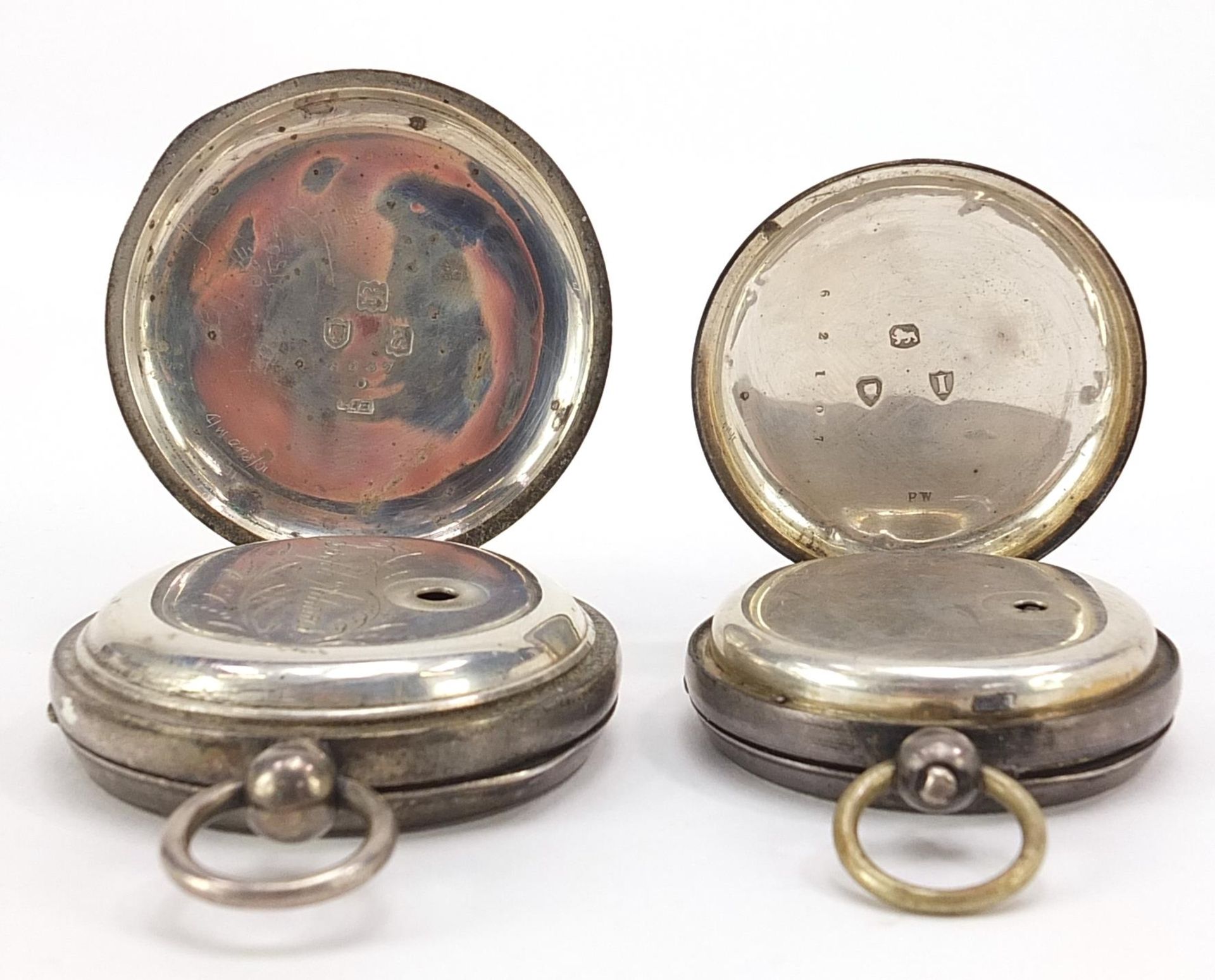 Two gentlemen's silver open face pocket watches including Adams & Co, the fusee movement numbered - Image 3 of 9