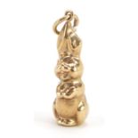 9ct gold bunny rabbit charm, 2.3cm high, 1.0g