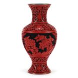 Chinese cinnabar lacquer baluster vase, 20cm high