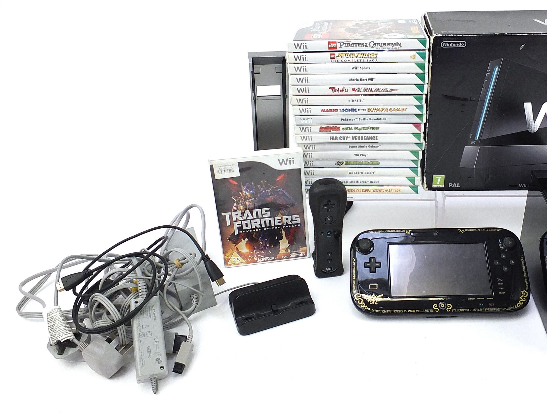 Nintendo Wii games console and Nintendo Wii U games console with a collection of games and - Image 2 of 3