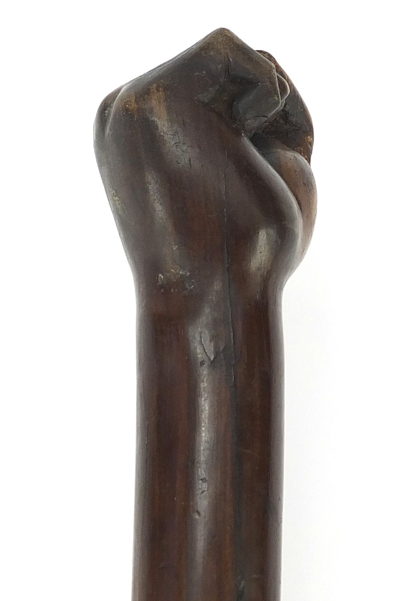 African Tribal interest hardwood club with carved clenched fist, possibly lignum vitae. 53.5cm in - Image 6 of 10