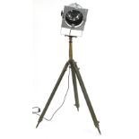Industrial spotlight with extending tripod base, 145cm high not extended