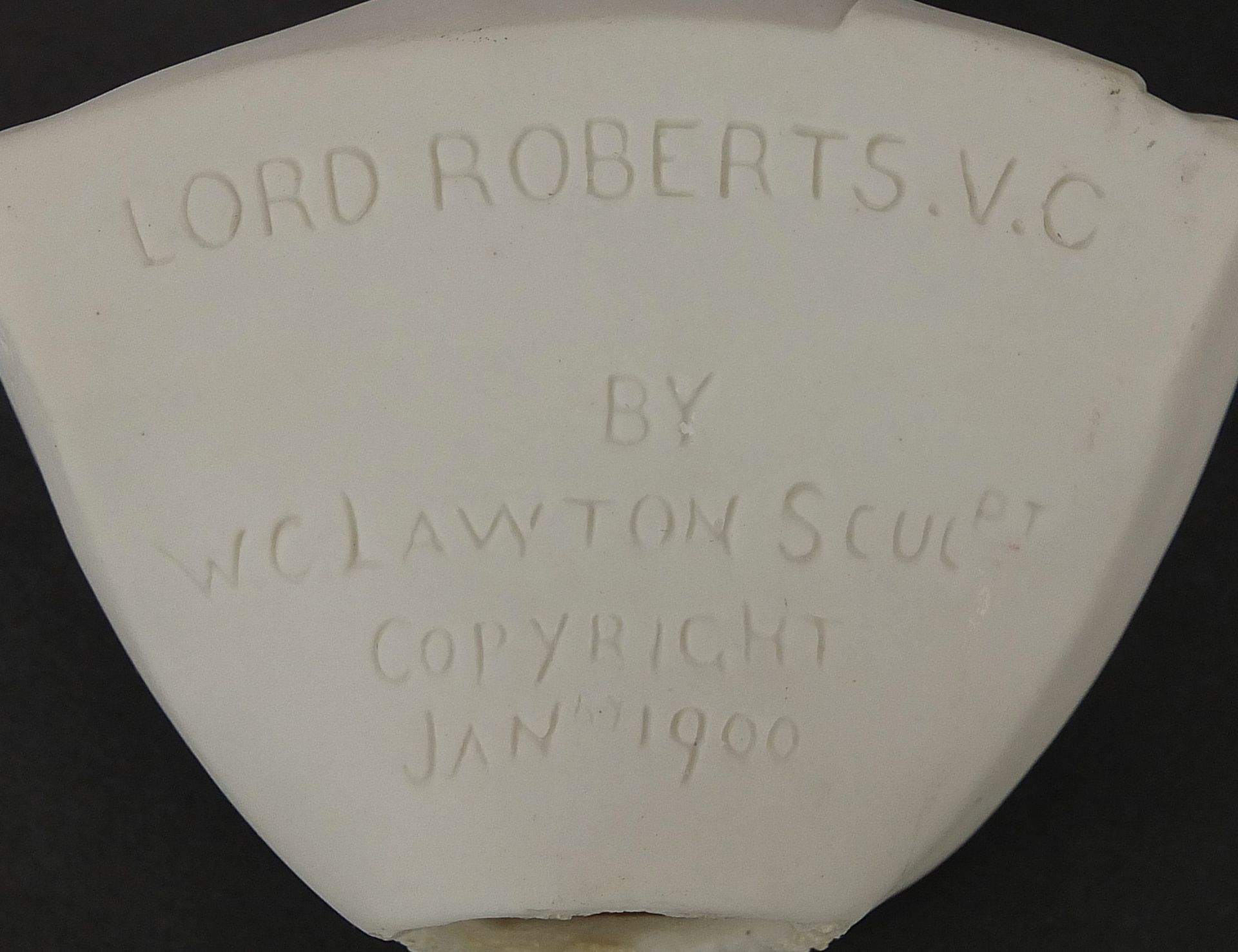 W C Lawton, Victorian parian ware bust of Lord Roberts VC dated January 1900, 26cm high - Image 5 of 5