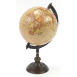 Rotating table globe with bronzed metal stand, 45cm high