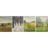 Mary George - Winter Sun, Barley Field, Coastal Path and Gateway, set of four pencil signed prints