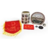 Chinese political interest collectables including arm band, porcelain dish and porcelain vase