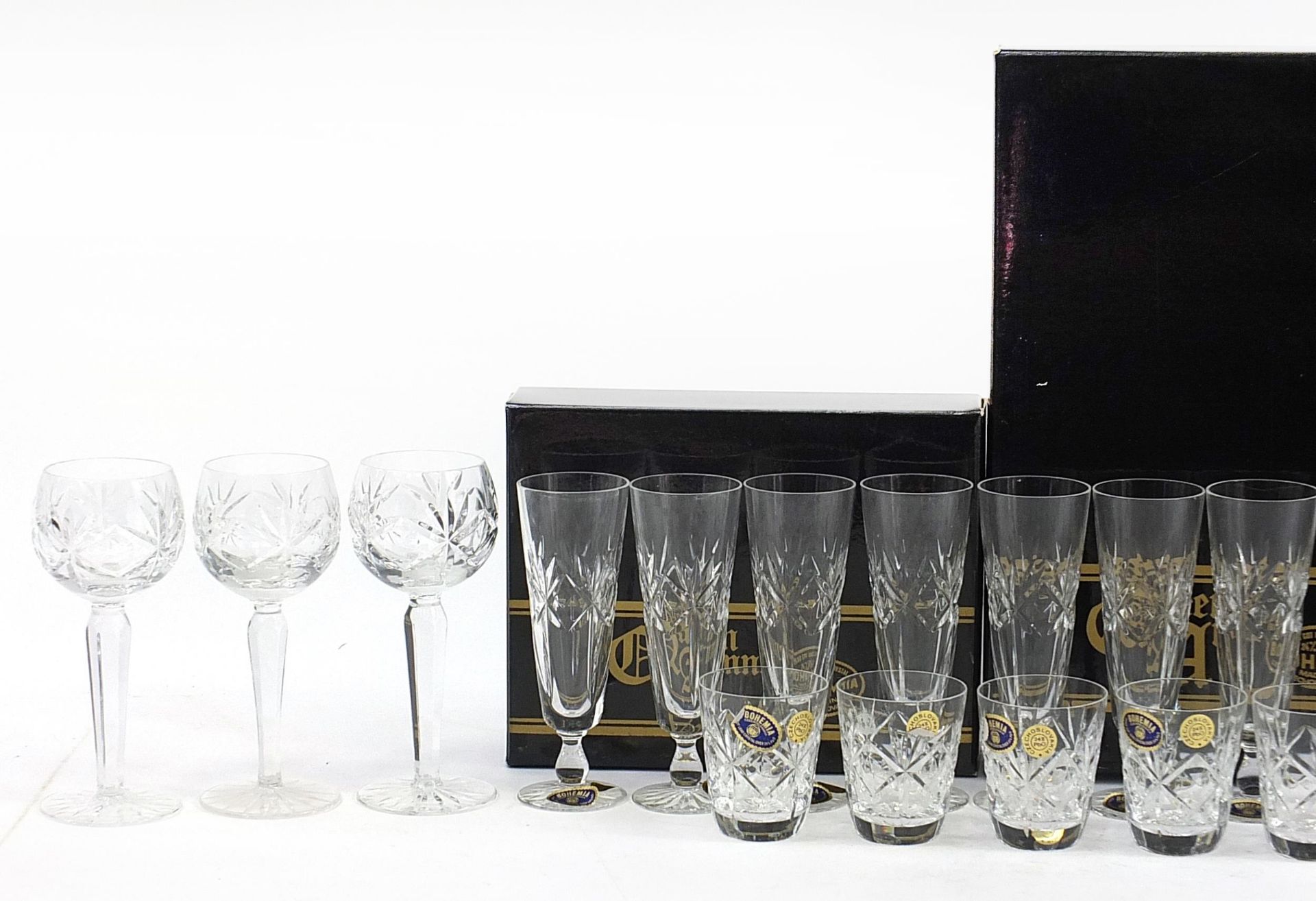 Collection of Bohemian Crystal including two boxed sets of six Champagne flutes, boxed set of six - Image 2 of 3