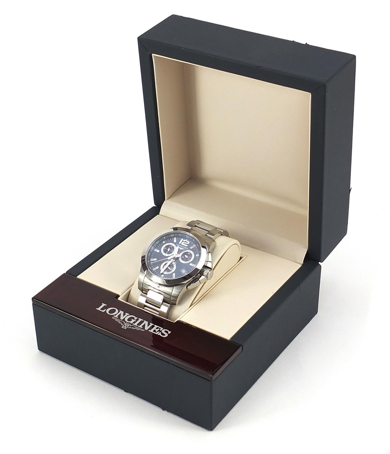 Longines, gentlemen's Longines E F Co Conquest chronograph wristwatch, the case numbered 42623805, - Image 7 of 8