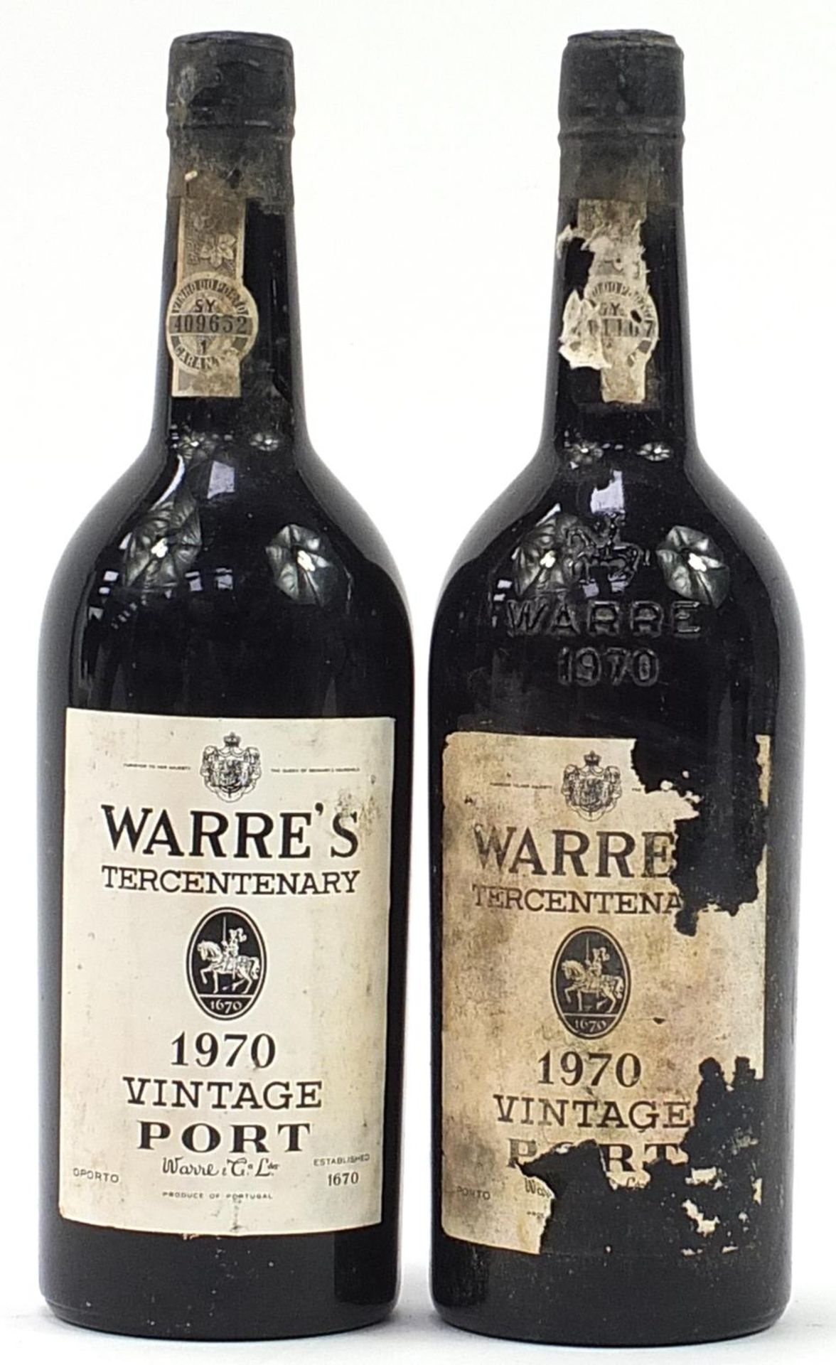 Two bottles of Warre's 1970 Tercentenary vintage port