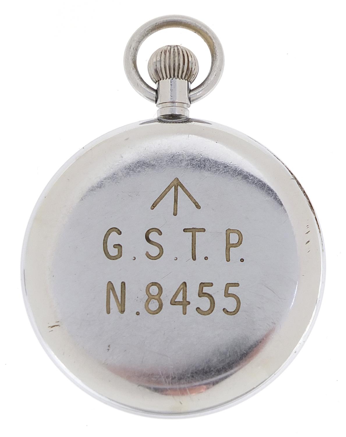 Leonidas, military interest open face pocket watch engraved G.S.T.P.N.8455, 50mm in diameter - Image 2 of 4