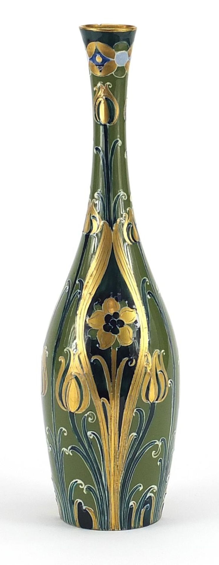 Macintyre Moorcroft vase hand painted and gilded with stylised flowers, 30.5cm high - Image 2 of 4
