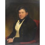 Attributed to Philip Augustus Gaugain - Portrait of a seated gentleman wearing a waistcoat an