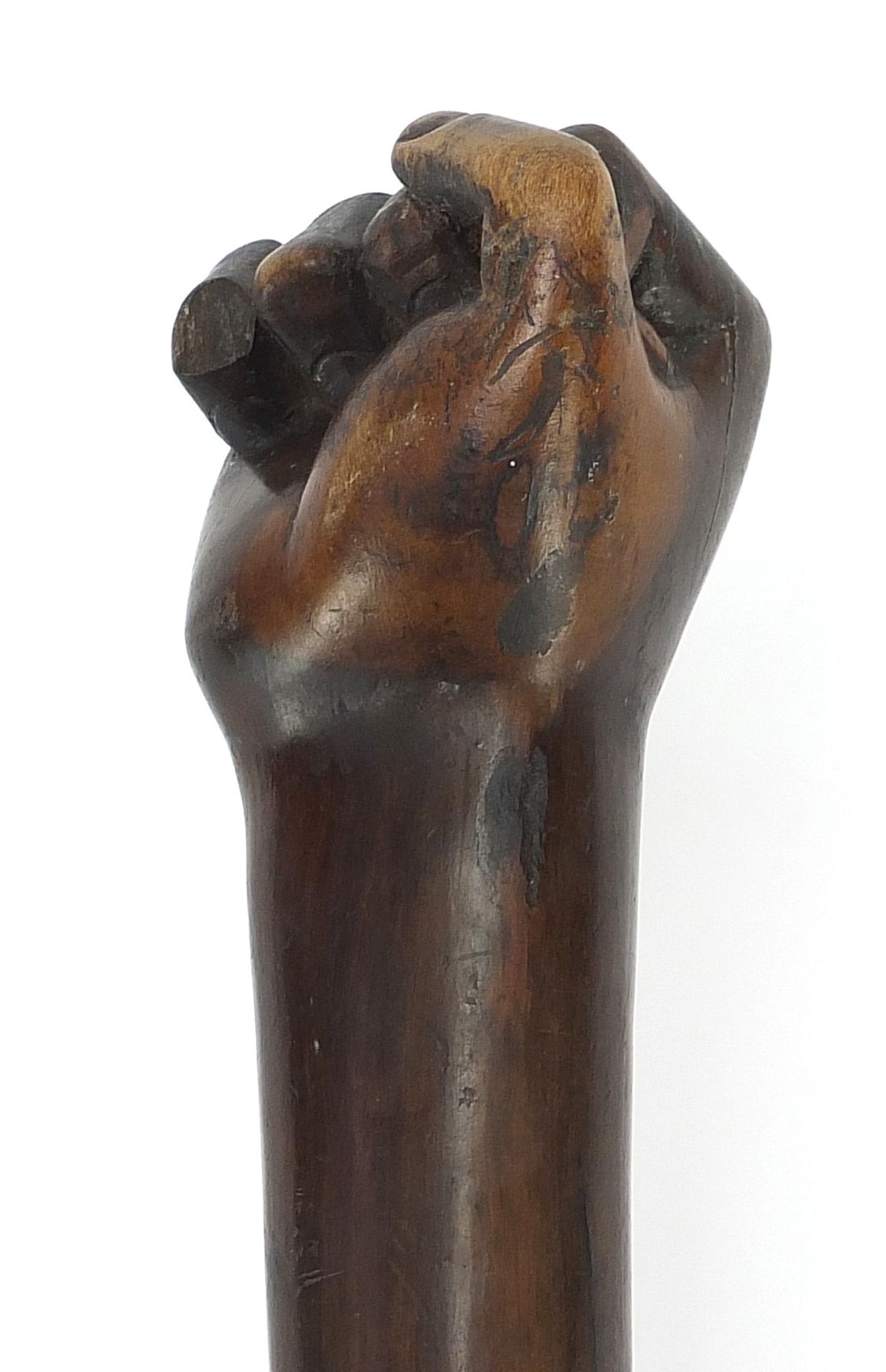 African Tribal interest hardwood club with carved clenched fist, possibly lignum vitae. 53.5cm in - Image 3 of 10