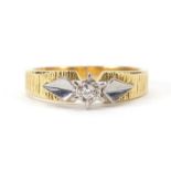 18ct gold diamond solitaire ring, size L, 3.7g
