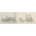 Laurence T Burson - Puffing Billy, colliery steam locomotive and Vulcan GWR locomotive, pair of