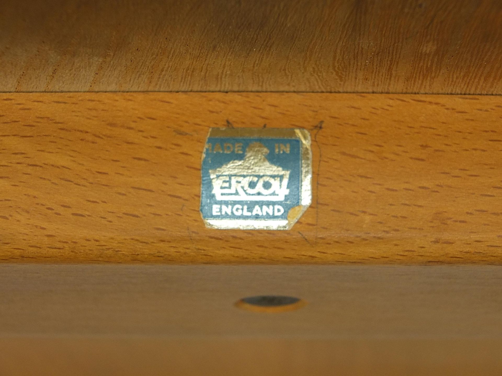 Vintage Ercol light elm coffee table with rack, 36cm H x 102cm W x 43cm D - Image 5 of 6